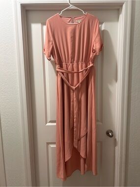 Roolee Peach Taylor Jane Maxi Dress with Tie Belt size L
